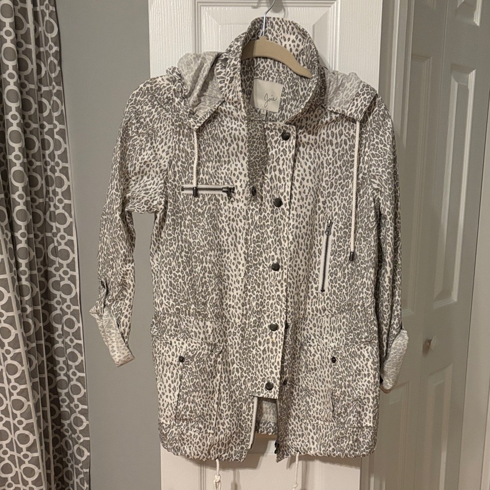 Joie Gray Leopard Print Utility Jacket